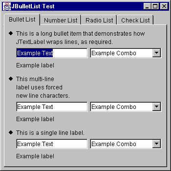 Figure 2: BulletListPanel at work.