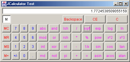 Figure 2: Expanded JCalculator display.