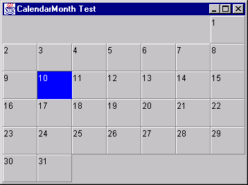 Figure 2: CalendarMonth Display.
