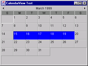 Figure 1: CalendarView Display.
