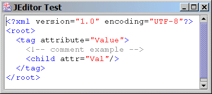Figure 2: JEditor displaying a 
syntax-highlighted XML document.