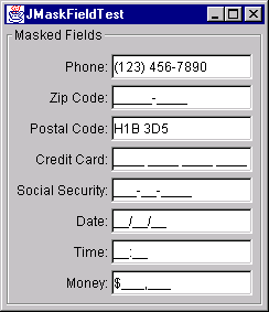 Figure 4: JMaskField at Work.