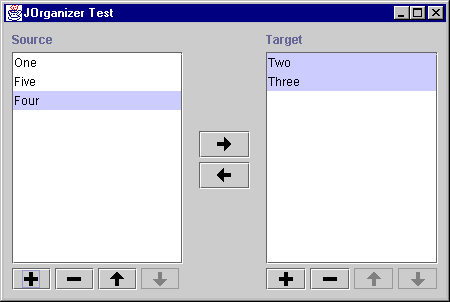 Figure 1: JOrganizer with a pair of JList instances.