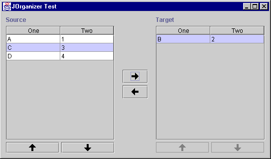 Figure 5: JOrganizer with a pair of JTable instances.
