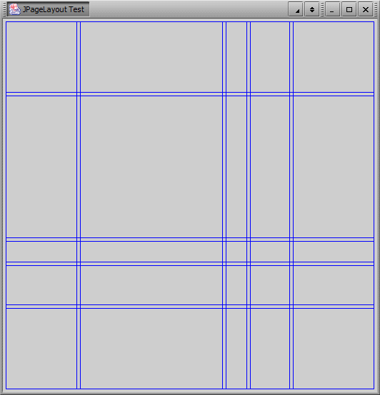 Figure 2: JPageLayout can show the guides, which are
clearly visible without child components in the layout. Horizontal and vertical gaps are set to 4 in this 
example.