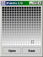 Figure 3: JPalette displaying a grey 
scale. We use a Load and Save button to test respective functionality.