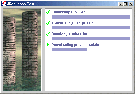 Figure 1: JSequence shows progress as the
fourth item is being processed.