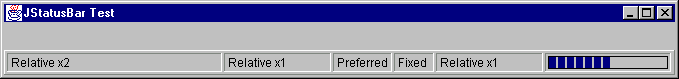 igure 1: An Example JStatusBar with
three fixed and three relative areas.