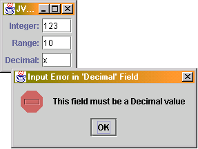 Figure 2: JValidatingField Screen Shot.